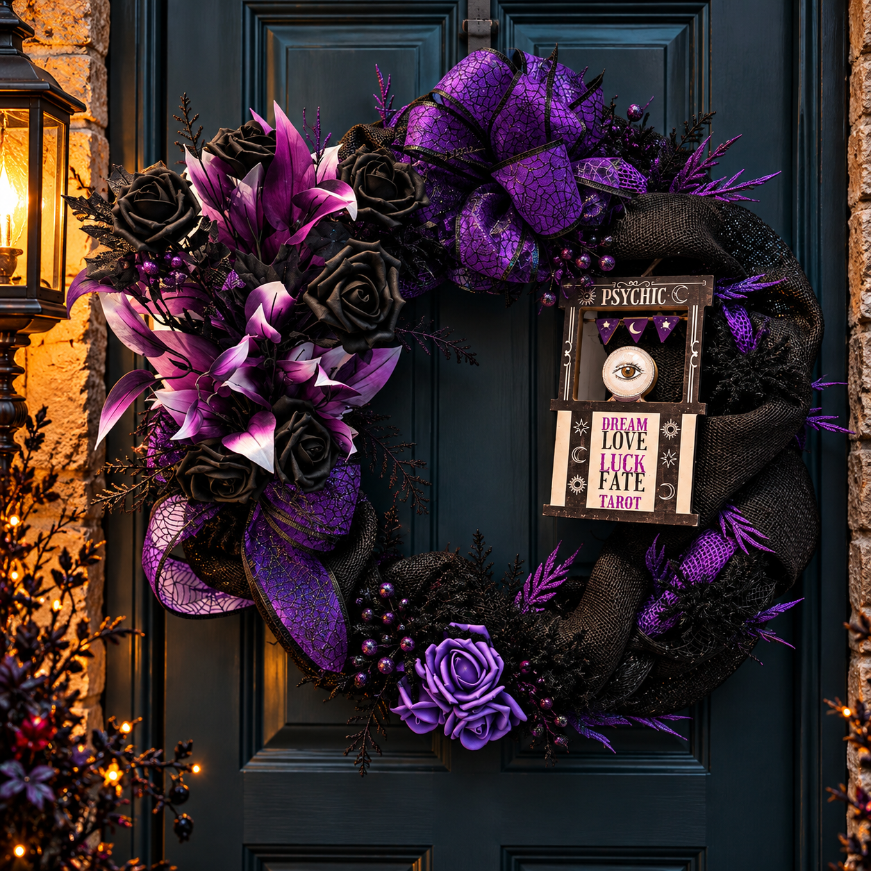 Midnight Oracle — Handmade Halloween Wreath