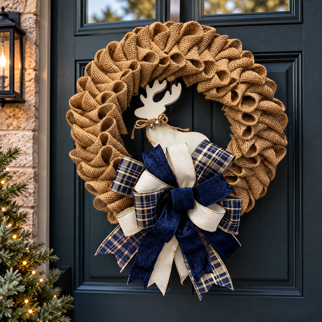 Rustic Winter Reindeer Wreath